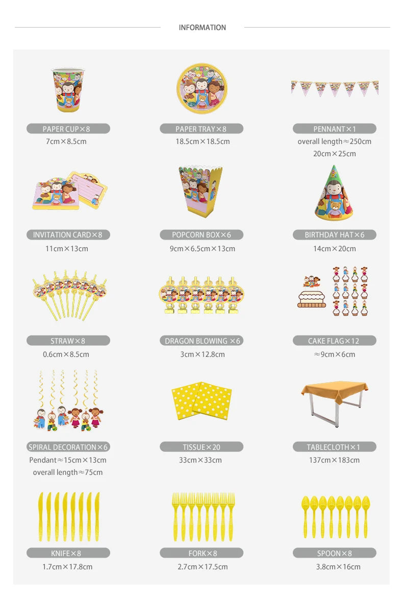 T'choupi Birthday Party Decoration Cartoon Baby Shower Party Supplies Tableware Sets Happy Birthday Cake Topper Birthday Hat