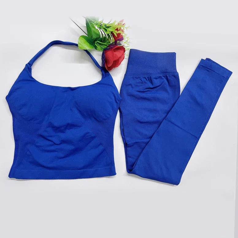 Women's High Stretch Soft Halter Top Sports Tops Legging Set Gym Workout Yoga Fitness Active Wear Impact Outfit Sport Pant