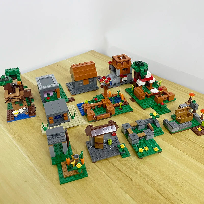 TreeHouse Village Farm Cave Mine Alex Zombie Action Figures Building Blocks Toys Gift for Children