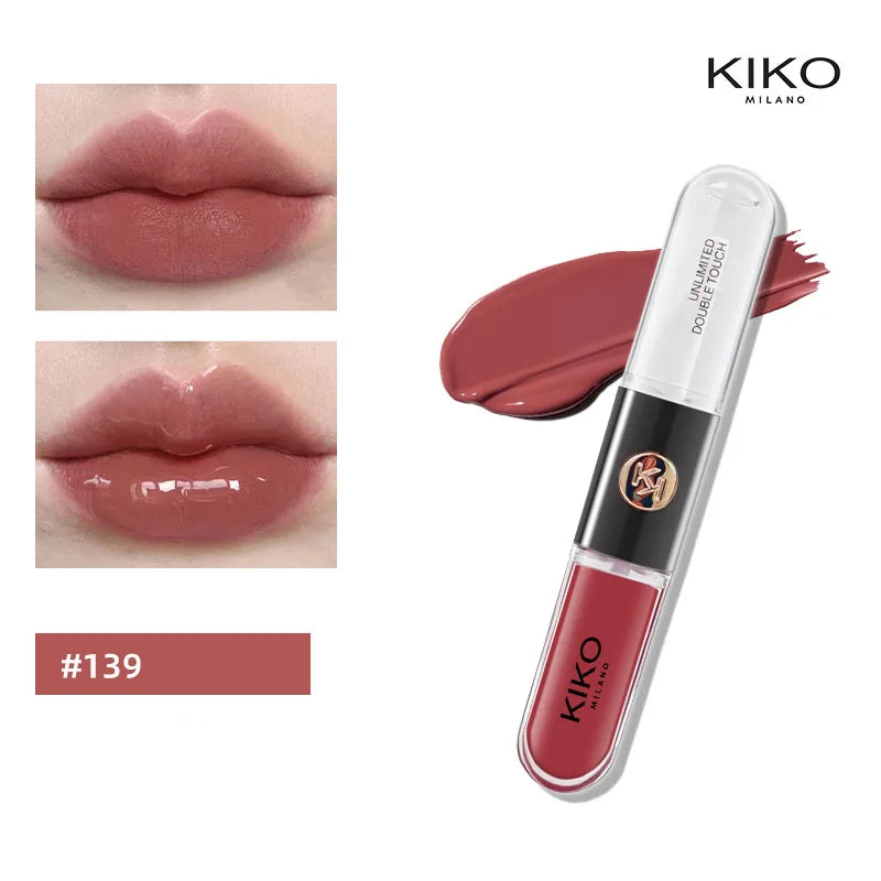 Hot Kiko Double Headed Lipstick Transparent Mirror Lip Gloss Non Fading Oil Sexy Rich Lip Gloss Milk Tea Bean Paste Naked Makeup
