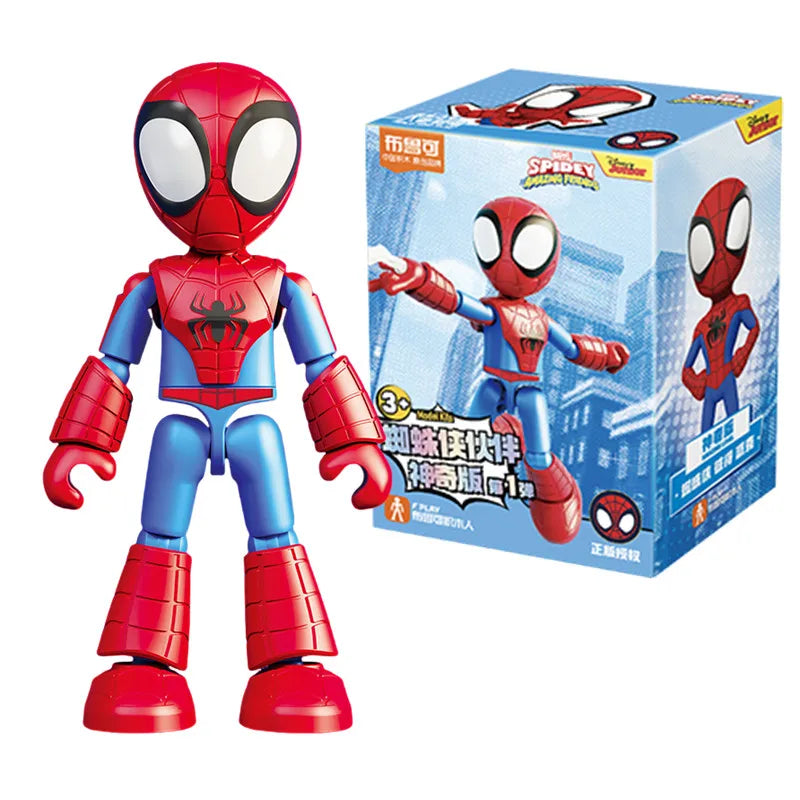 Marvel Spider Man Amazing friends Splicing toys 12cm Iron man Peter Parker Miles Gwen Ant-Man Action Figure building block