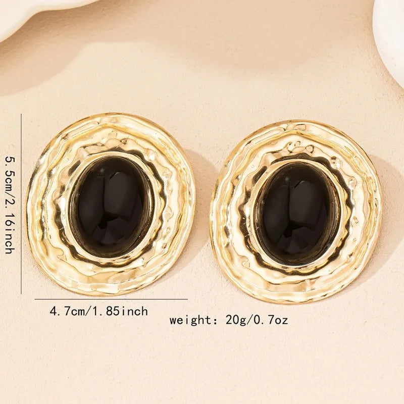 stud earrings for women Exaggerated large size Metal turquoise simple style ear accessories party OL fashion jewelry E520