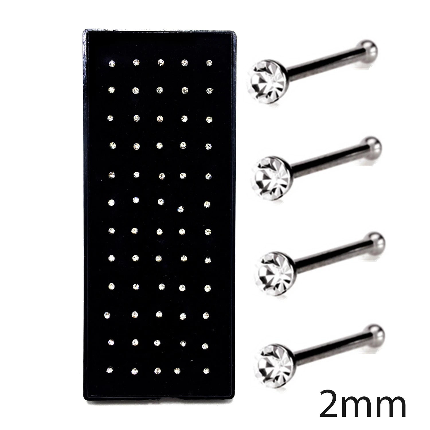 60Pcs Fashion L Shape Rhinestone Crystal Stainless Steel Nose Piercing Ear Bone Women Hypoallergenic Body Jewelry Piercing