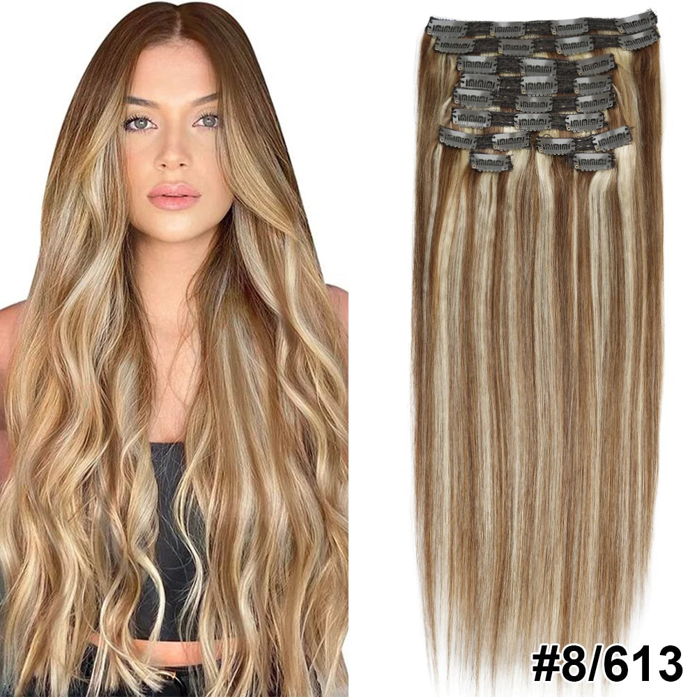 Doreen 160G 200G 240G Volume Series Brazilian Machine Remy Straight Clip In Human Hair Extensions  Full Head 10Pcs 16 to 24 Inch