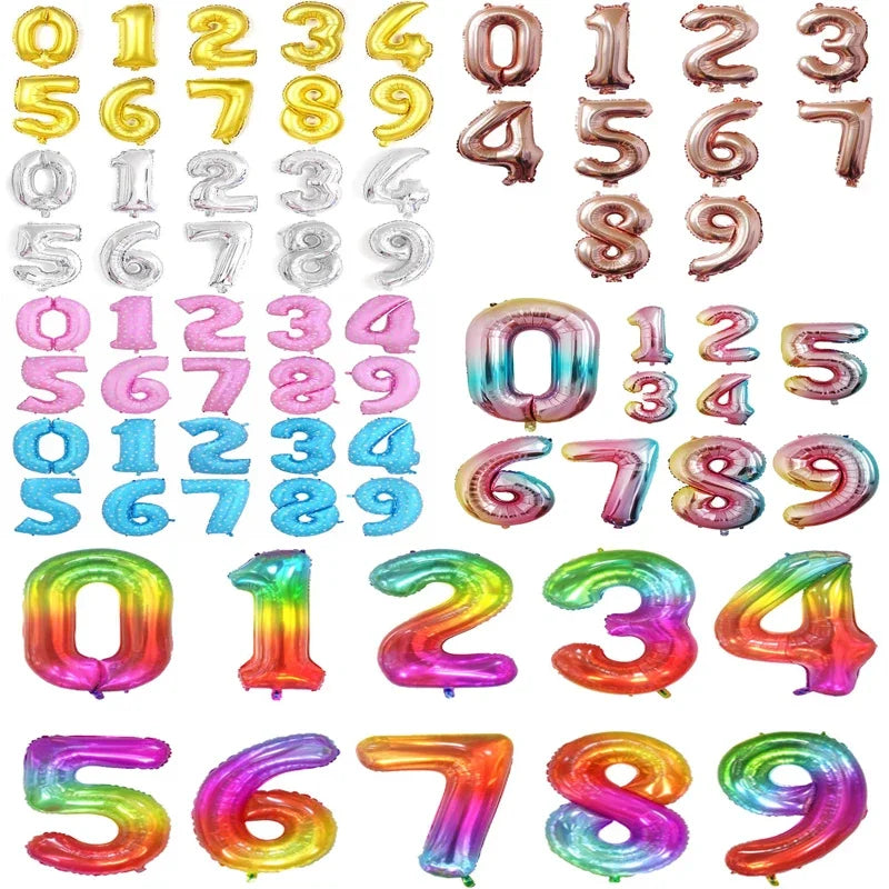 32/40 Inch 0-9  Number Balloons Big Foil Birthday Balloon Helium Child Adult Happy Birthday Wedding Party Decorations Supplies