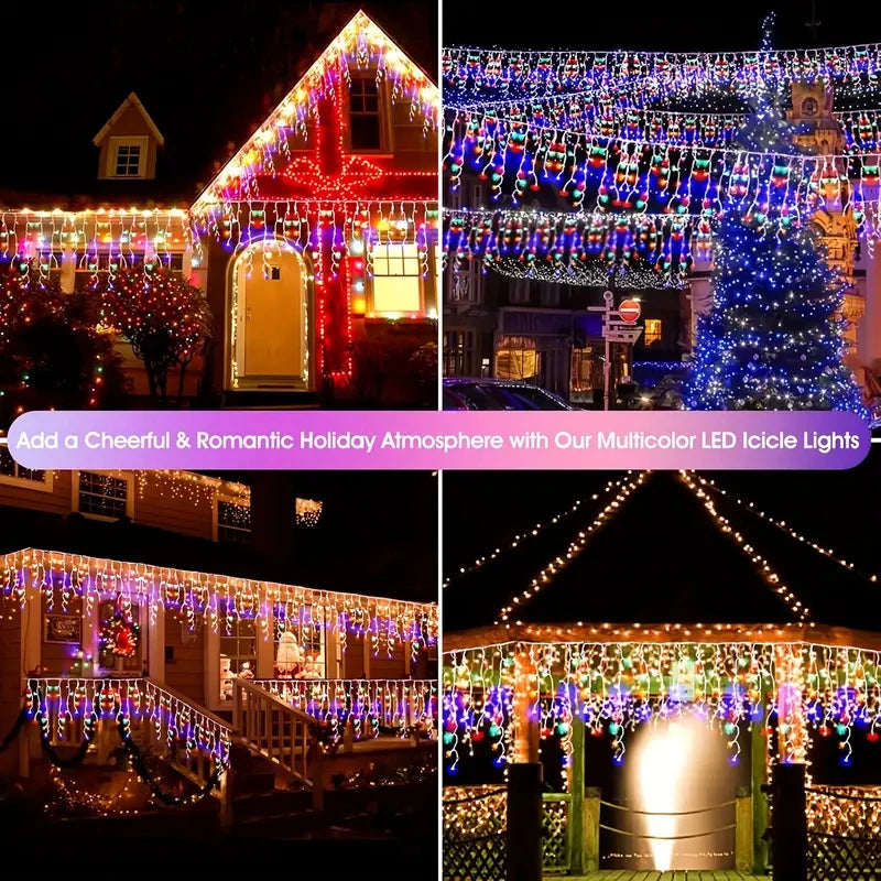 NEW 162/96LED Solar Icicle Outdoor Christmas Lights 8 Modes Waterproof Fairy Lights for Home Party Halloween Holiday Decoration