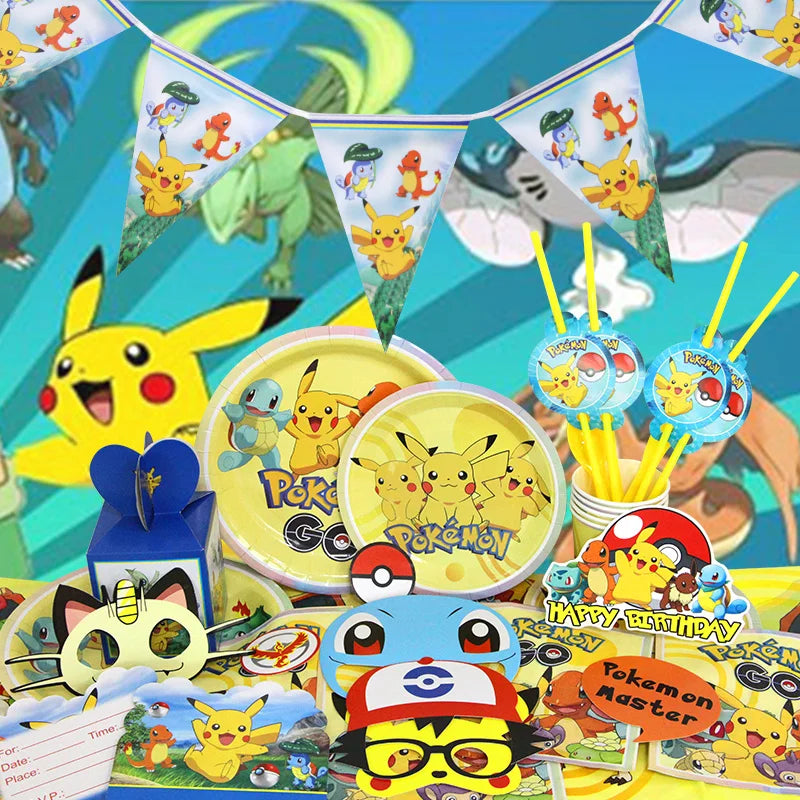 Pokemon Birthday Party Decoration New Pikachu Latex Foil Balloon Kids Disposable Tableware Event Supplies Backdrop Child Gift