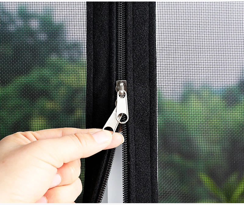 Black, Customized size，Window mesh with zipper Self-adhesive zipper,mosquito nets for windows anti mosquito window door curtain