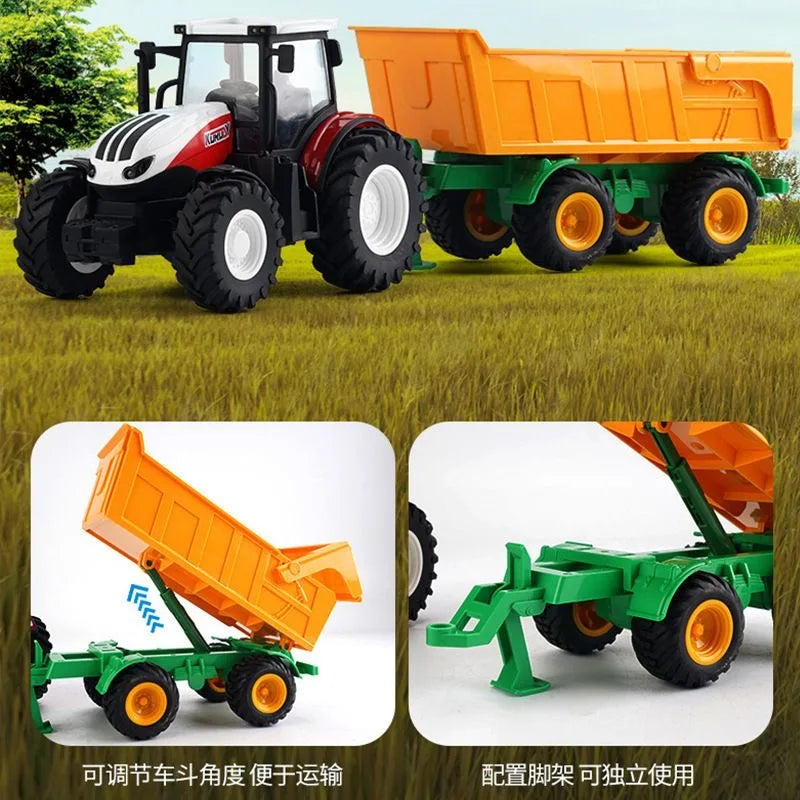 Tractor Toy Car Model Trailer and Accessories Simulation Children's Farmer Car