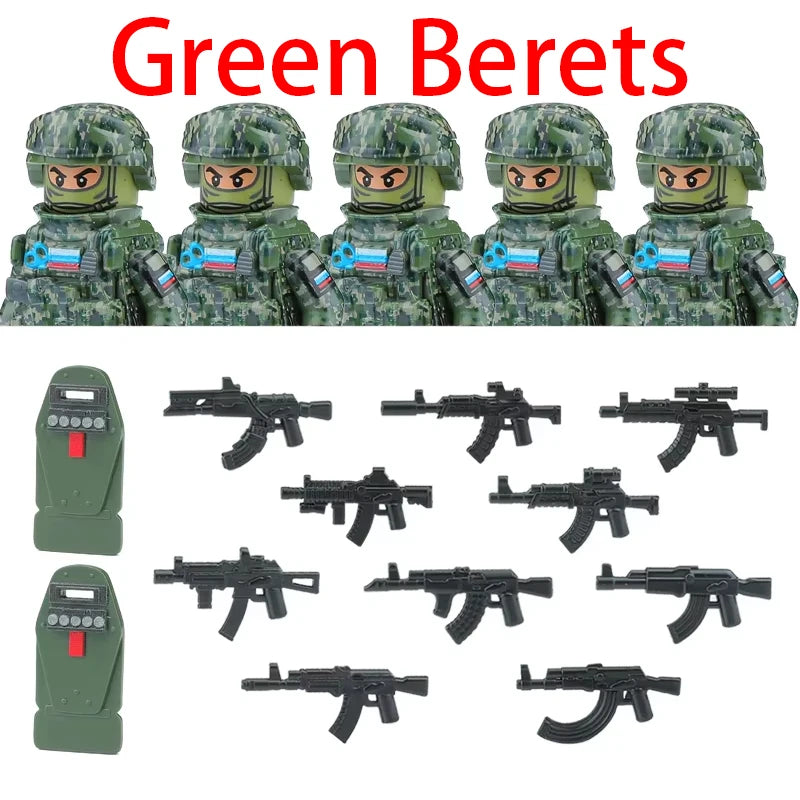 Military Army Figures Building Blocks SWAT Ghost Commando Special Forces Soldier Weapons Gun Hat Shield Belt AK Mini Bricks Toy