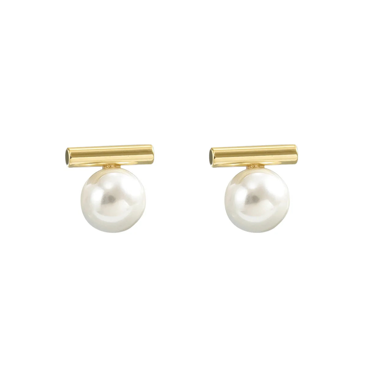 Simple Imitation Pearl Stud Earrings Gold Color Alloy Acrylic Beads Earring For Women Fashion Jewelry Trend Accessories