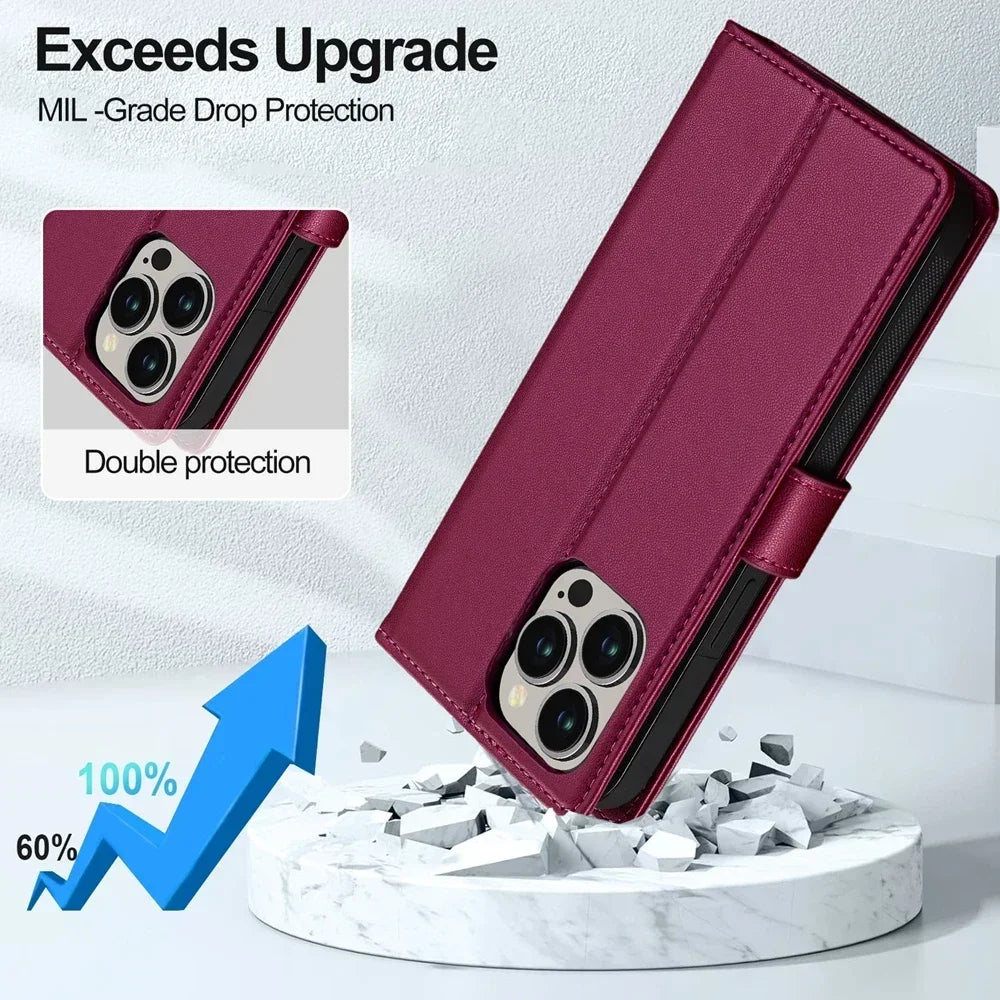 2in1 Removable Flip Leather Wallet Case Magnetic Phone Cover For iPhone 17 Air 15 Pro Max 14 Plus 16 13 12 11 SE 2022 Cards Solt