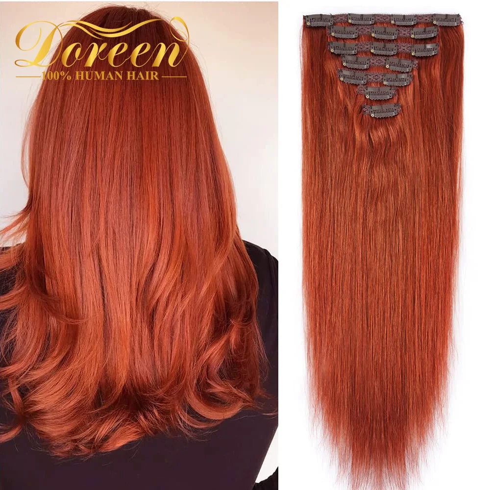 Doreen 160G 200G 240G Volume Series Brazilian Machine Remy Straight Clip In Human Hair Extensions  Full Head 10Pcs 16 to 24 Inch