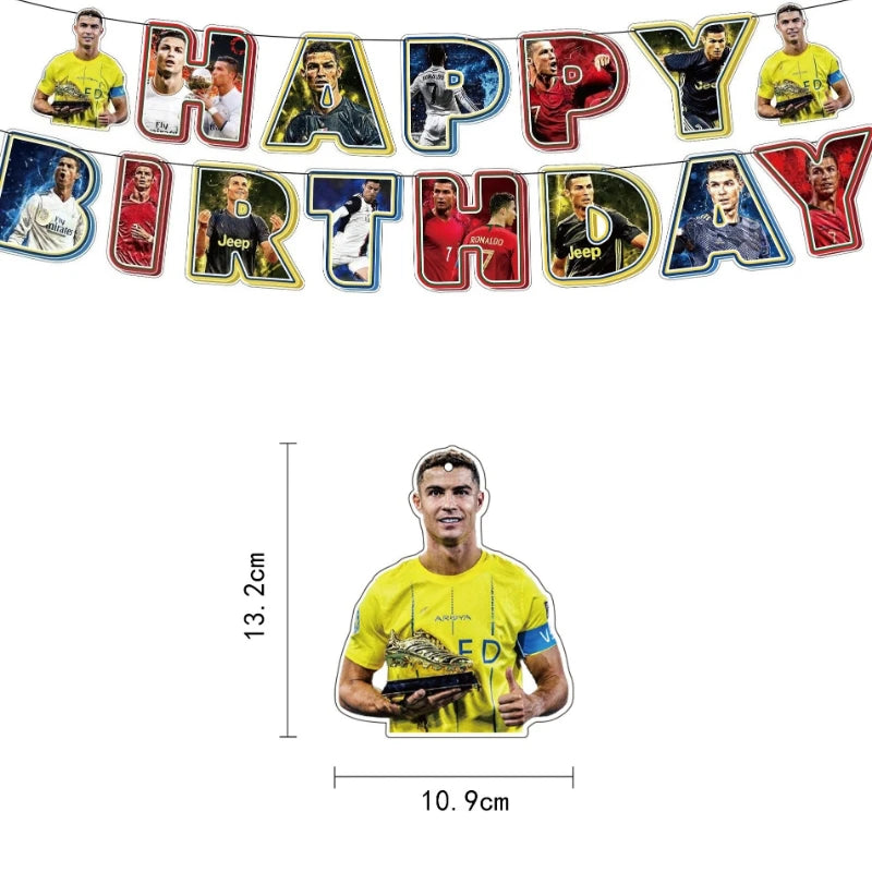 2025 Football SuperStar CR7 Fan Birthday Party Decoration Soccer Idol Balloon Paper Banner Caketopper DIY Decor