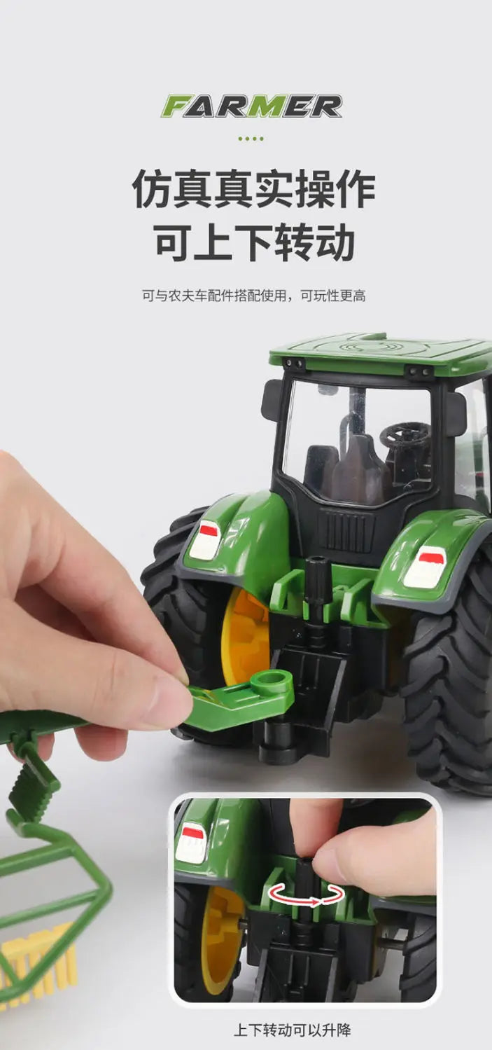 Tractor Toy Car Model Trailer and Accessories Simulation Children's Farmer Car