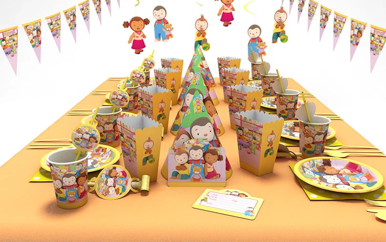T'choupi Birthday Party Decoration Cartoon Baby Shower Party Supplies Tableware Sets Happy Birthday Cake Topper Birthday Hat