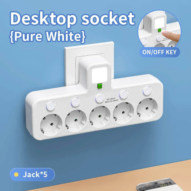 EU Plug Outlet 5 Sockets   Electrical Socket No Extension Cord With or without it  USB  Type-C Ports Two specifications