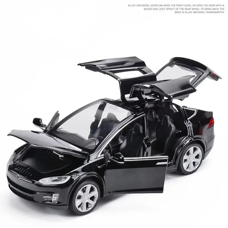 High Simulation 1:32 Tesla MODEL X 90 Alloy Car Model Diecasts Toy Vehicles Toy Cars Boy Toys Pull Back Flashing Sound Kid Gifts