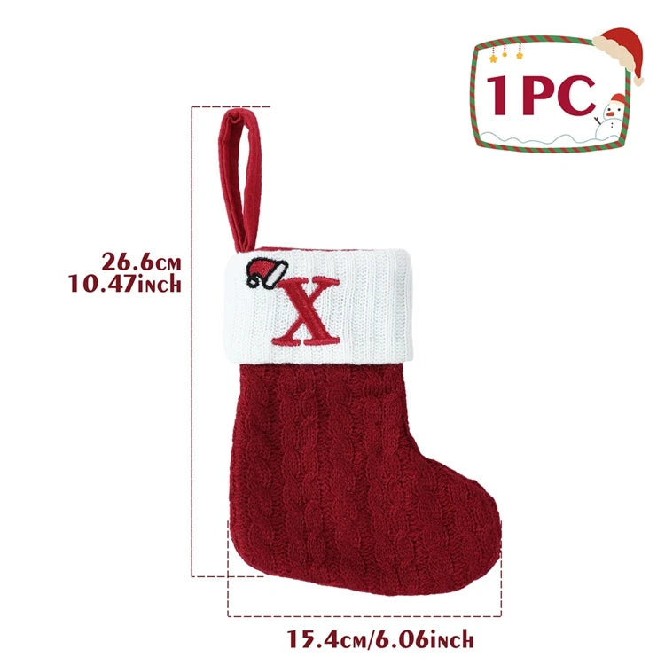 Christmas Alphabet Knitting Socks Christmas Tree Ornaments Christmas Decorations For Home 2025 Noel New Year 2026 Xmas Gift