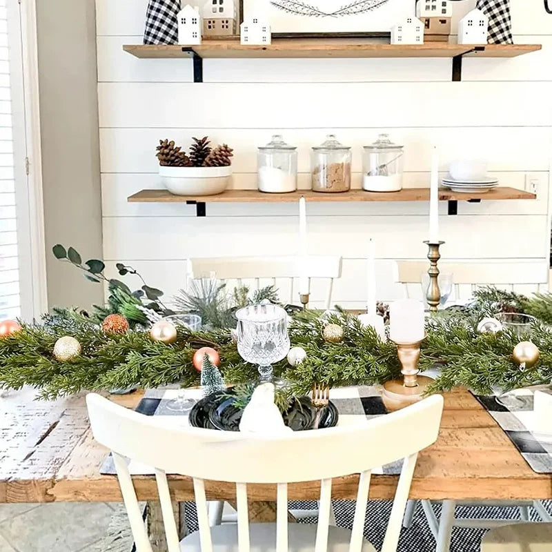 6.2FTArtificial Norfolk Pine Garlands Real Touch Christmas Cypress Greenery Vine for Table Mantle Xmas Home Decoration