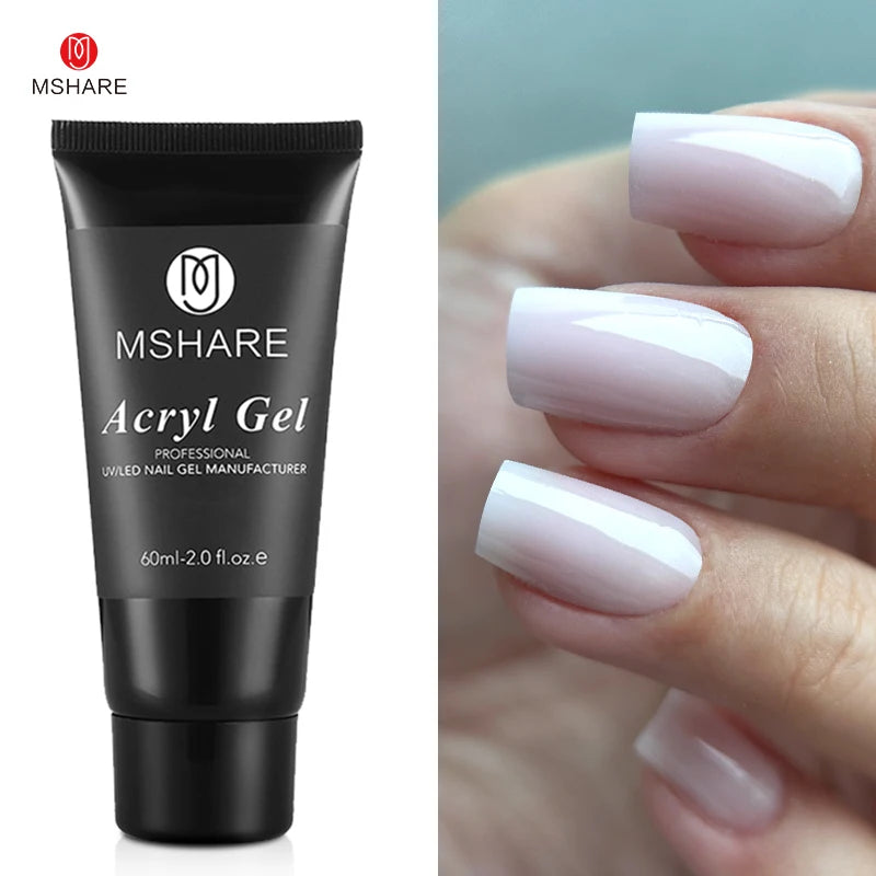 MSHARE Poly Nails Acryl Gel 60ml Builder UV Led Acrylgel Nails Extensions Acrylic Pink White Clear Acrylatic Hema Tpo Free Gel