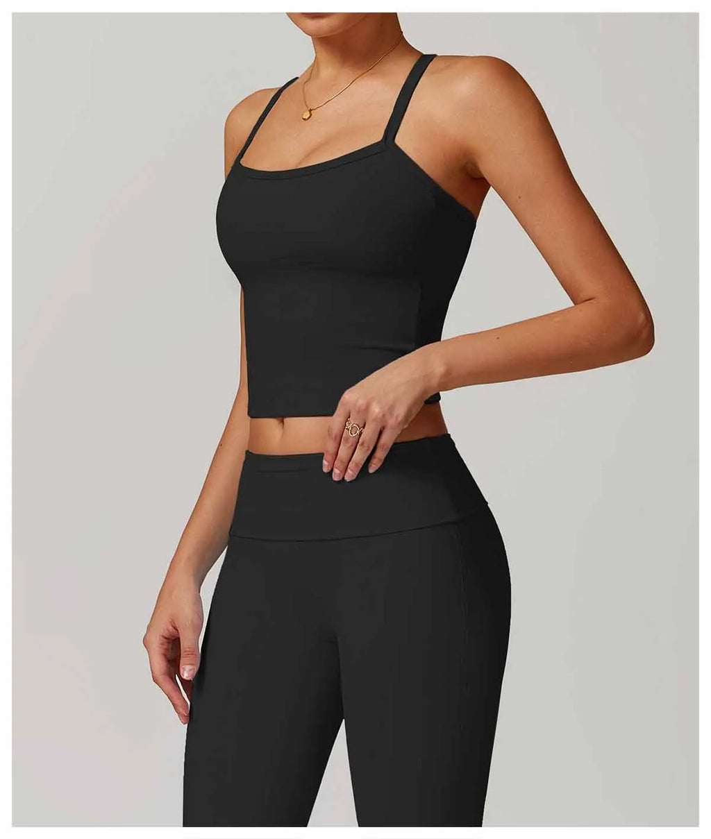 Women Cross Back Yoga Top Breathable Shockproof Sports Vest Fitness Sport Bra With Padded Gym Crop Top Running Active Sportswear