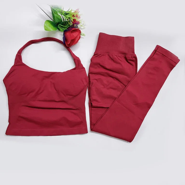 Women's High Stretch Soft Halter Top Sports Tops Legging Set Gym Workout Yoga Fitness Active Wear Impact Outfit Sport Pant