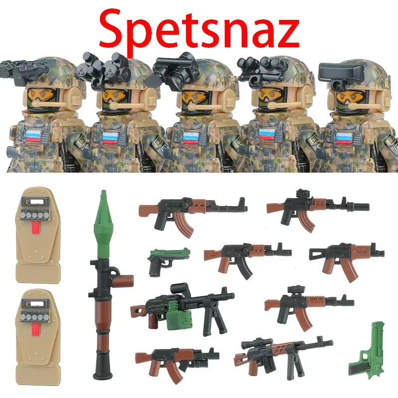 Military Army Figures Building Blocks SWAT Ghost Commando Special Forces Soldier Weapons Gun Hat Shield Belt AK Mini Bricks Toy