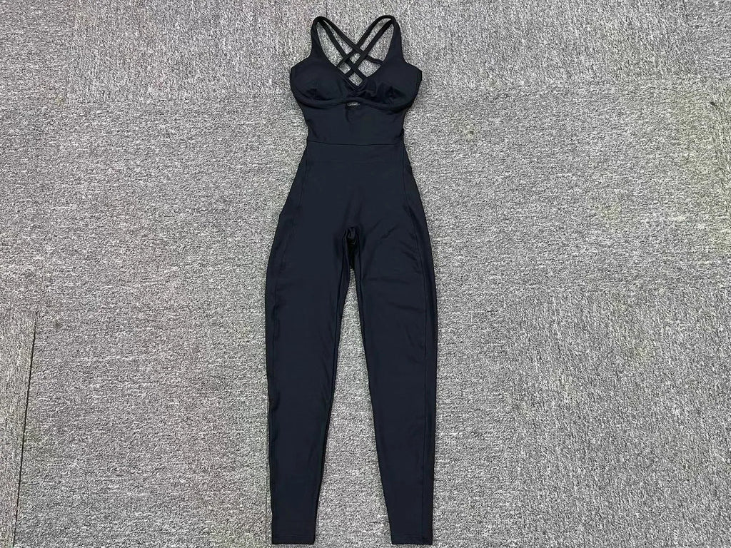Sporty Jumpsuit Women Sportwear 2025 Workout Yoga Clothes Push Up Gym Set Women Sportswear Sport Outfit Fitness Overalls Black