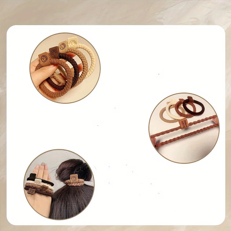 5 PCs Minimalist Twist Hair Ropes Set Soft High Elastic Hair Rings Casual Versatile Ponytail Hair Scrunchies