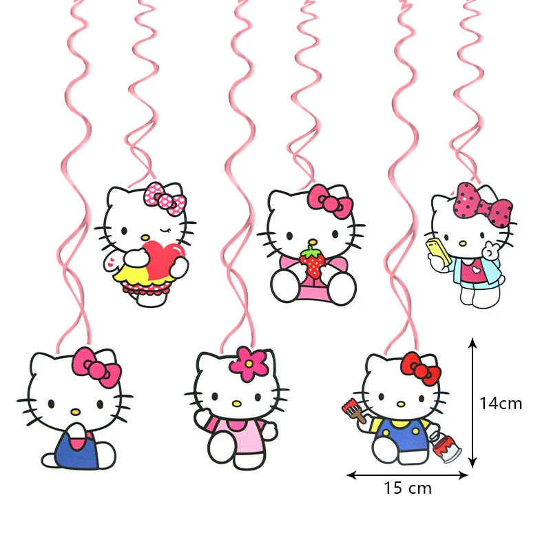 Hello Kitty Birthday Party Decoration Cartoon Cat Kids Aluminum Foil Balloon Disposable Tableware Banner Child Event Supplies