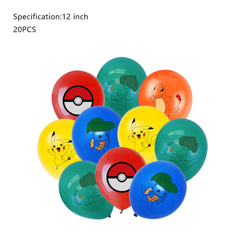 Pokemon Birthday Party Decoration New Pikachu Latex Foil Balloon Kids Disposable Tableware Event Supplies Backdrop Child Gift