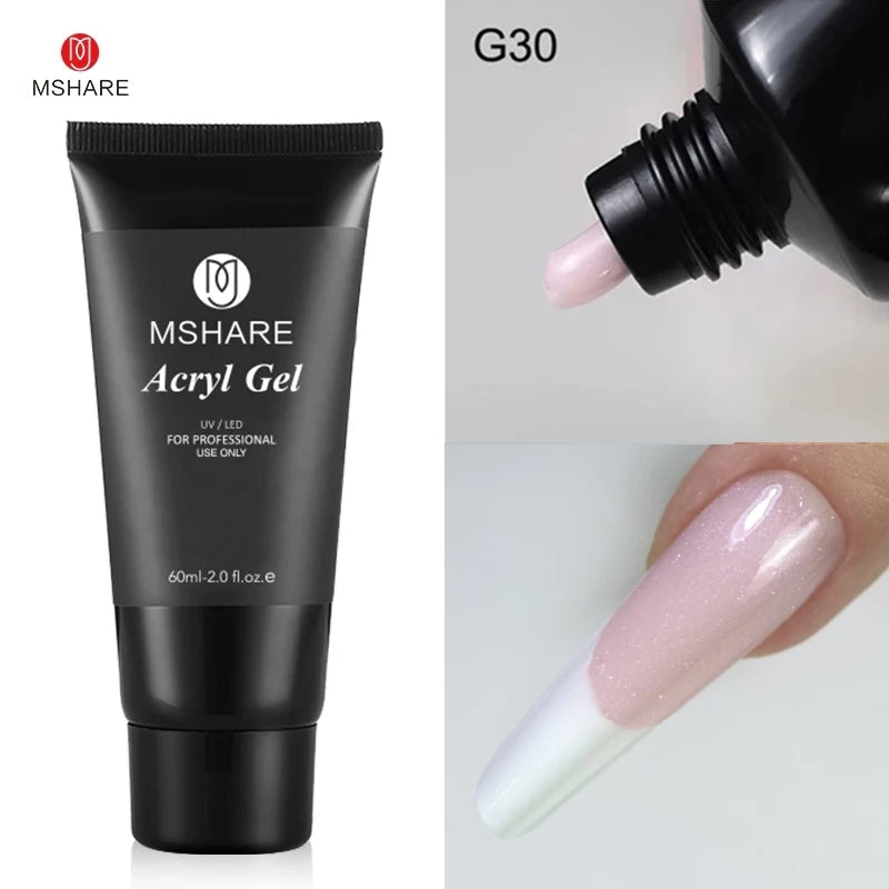 MSHARE Poly Nails Acryl Gel 60ml Builder UV Led Acrylgel Nails Extensions Acrylic Pink White Clear Acrylatic Hema Tpo Free Gel