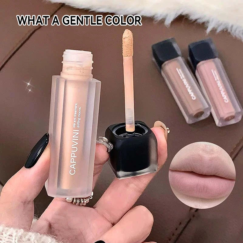 Cappuvini Obsidian Starry Matte Lip Gloss: Velvet Finish with Long-Lasting Formula-Dark Series for a Radiant Look,