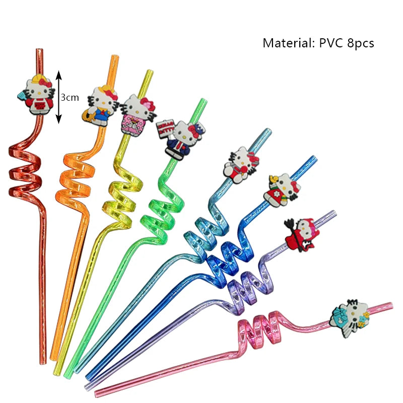 Hello Kitty Birthday Party Decoration Cartoon Cat Kids Aluminum Foil Balloon Disposable Tableware Banner Child Event Supplies