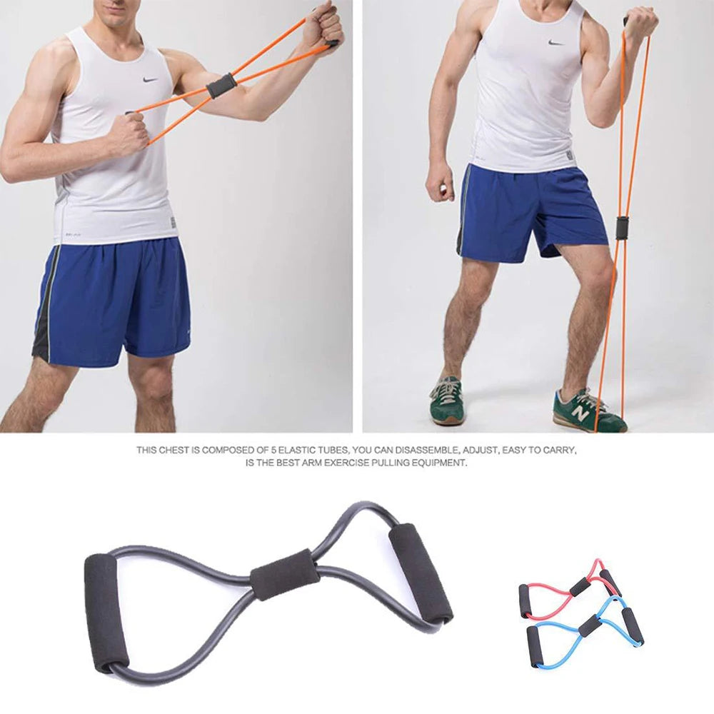 BraceTop Yoga Gym Fitness Resistance 8 Word Chest Expander Rope Workout Muscle Trainning Rubber Elastic Bands for Sport Exercise
