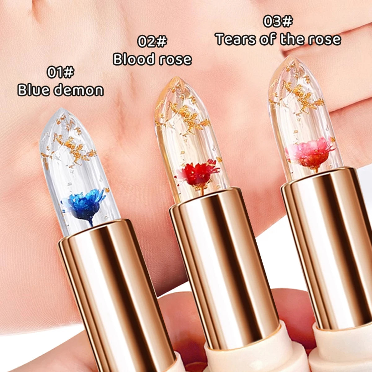 Crystal clear color-changing petal jelly lipstick lazy lipstick warm-changing lipstick moisturizing warm-changing lipstick