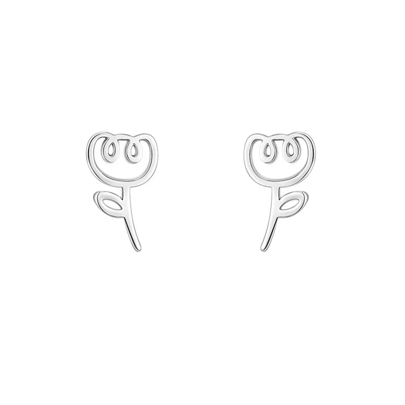 Uini-Tail hot selling new 925 Tibetan silver cute tulip earrings temperament fashion trend dynamic sweet girl jewelry  ED190
