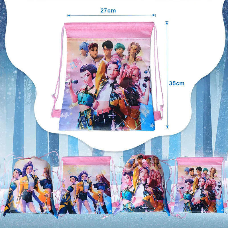 Kpop Demon Hunters Backpack 34*27cm Singer Bags Children's Toy Drawstring Bag Party Favors Kid Birthday Party Supplies Gifts Toy