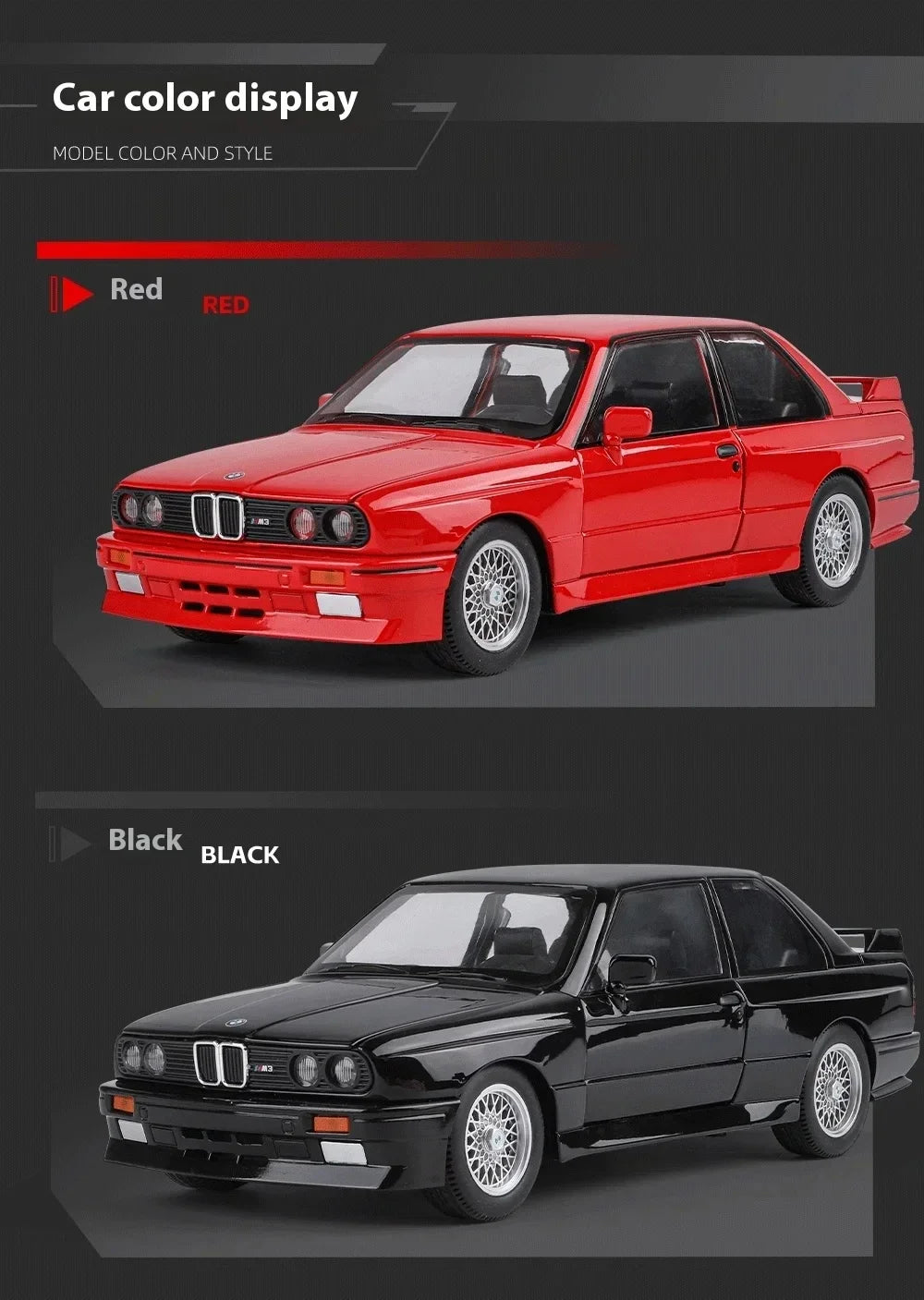 1:24 1988 BMW M3 E30 Alloy Sports Car Model Diecasts Metal Classic Car Vehicles Model Simulation Sound and Light Kids Toys Gifts