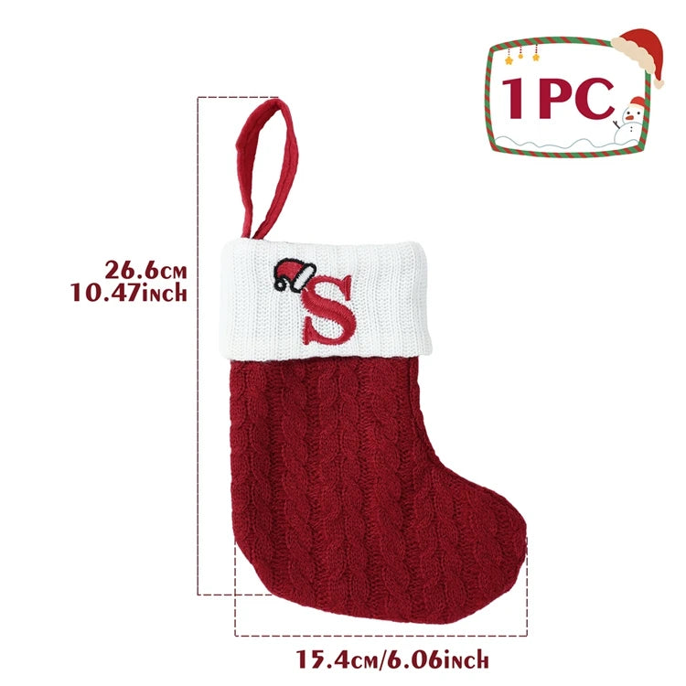 Christmas Alphabet Knitting Socks Christmas Tree Ornaments Christmas Decorations For Home 2025 Noel New Year 2026 Xmas Gift