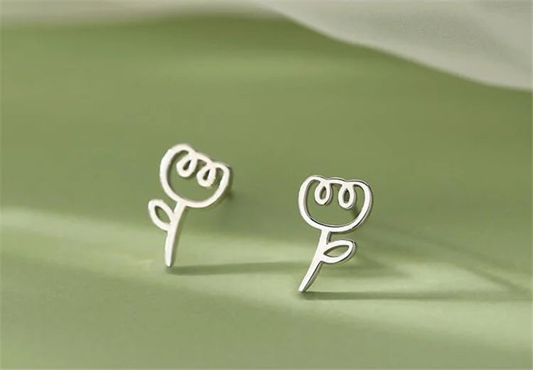 Uini-Tail hot selling new 925 Tibetan silver cute tulip earrings temperament fashion trend dynamic sweet girl jewelry  ED190