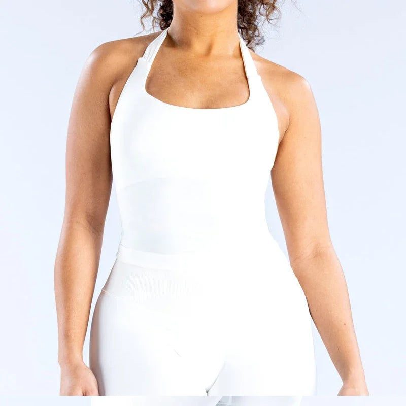 Women's High Stretch Soft Halter Top Sports Tops Legging Set Gym Workout Yoga Fitness Active Wear Impact Outfit Sport Pant