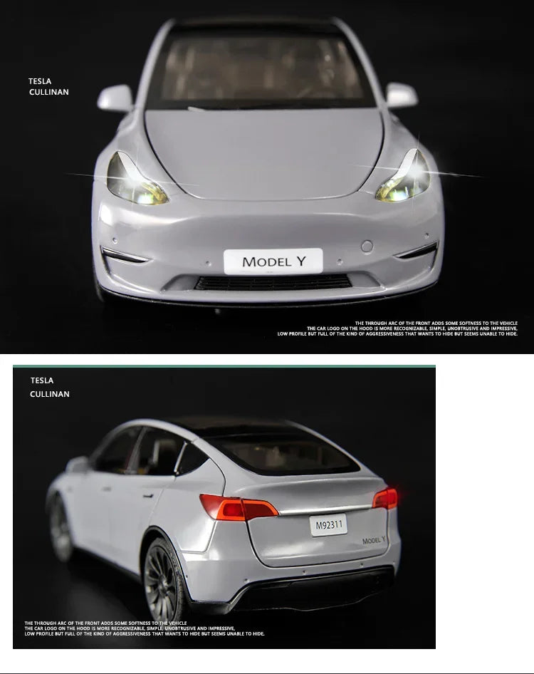1:24 Tesla Model Y Model 3 Model S Metal Alloy Diecast Toy Car Model Sound And Light Children's Toy Collectibles Birthday Gifts