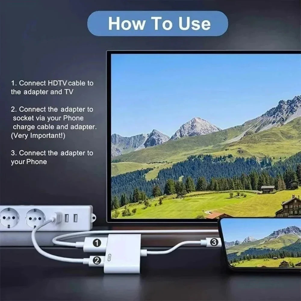 HD 1080P Phone To HDMI-Compatible Projection Cable Adapter Audio Sync Screen Connector For Lightning To HDMI-Compatible Adapter