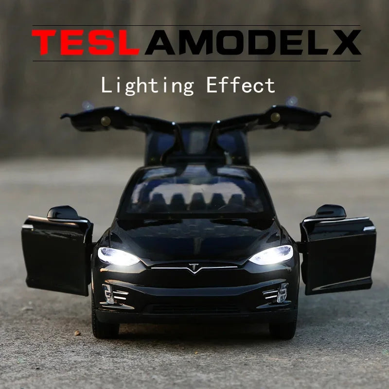 High Simulation 1:32 Tesla MODEL X 90 Alloy Car Model Diecasts Toy Vehicles Toy Cars Boy Toys Pull Back Flashing Sound Kid Gifts