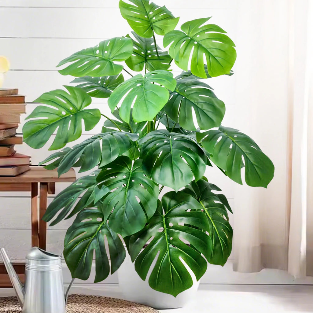 40-130cm（51.18in） Artificial Monstera Plant Fake Palm Tree Plastic Turtle Leaf Green Plant for Home Garden Room Office Decor