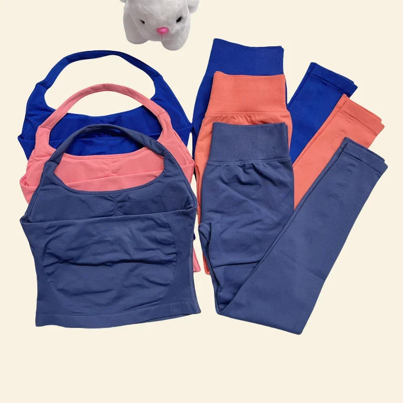 Women's High Stretch Soft Halter Top Sports Tops Legging Set Gym Workout Yoga Fitness Active Wear Impact Outfit Sport Pant