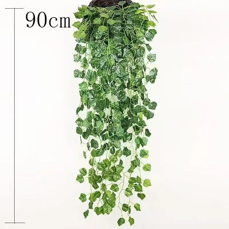 2.1M Green Ivy Leaf Hanging Vine Artificial Garland Silk Wall Plant Home Garden Decoration Wedding Party DIY Fake Wreath Leaves