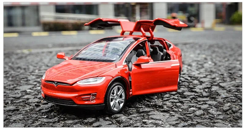 High Simulation 1:32 Tesla MODEL X 90 Alloy Car Model Diecasts Toy Vehicles Toy Cars Boy Toys Pull Back Flashing Sound Kid Gifts